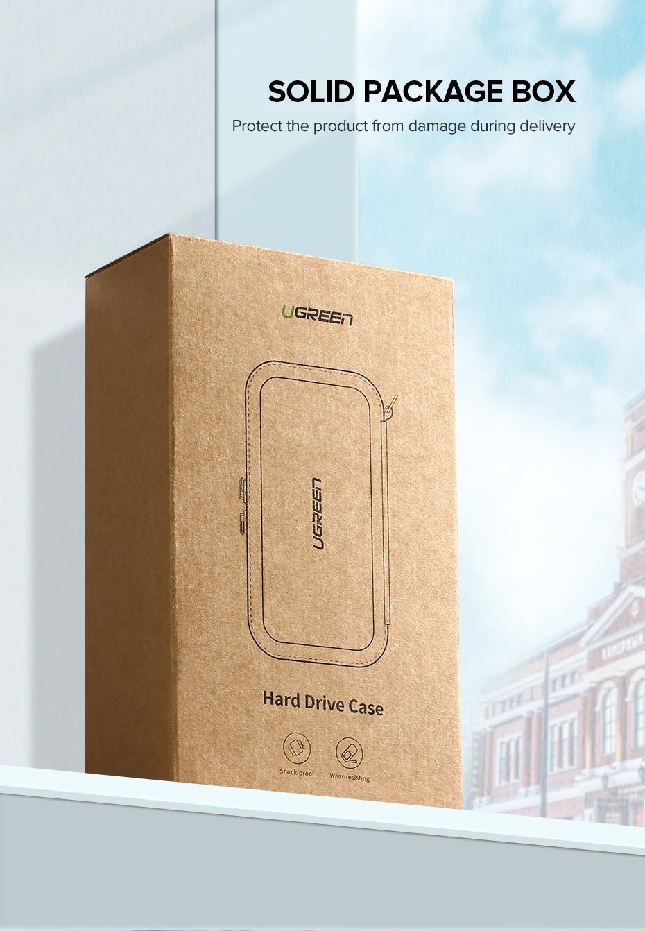 Ugreen power Bank чехол, Жесткий Чехол, коробка для 2,5 жесткого диска, USB кабель, внешний чехол для хранения, чехол для SSD, HDD