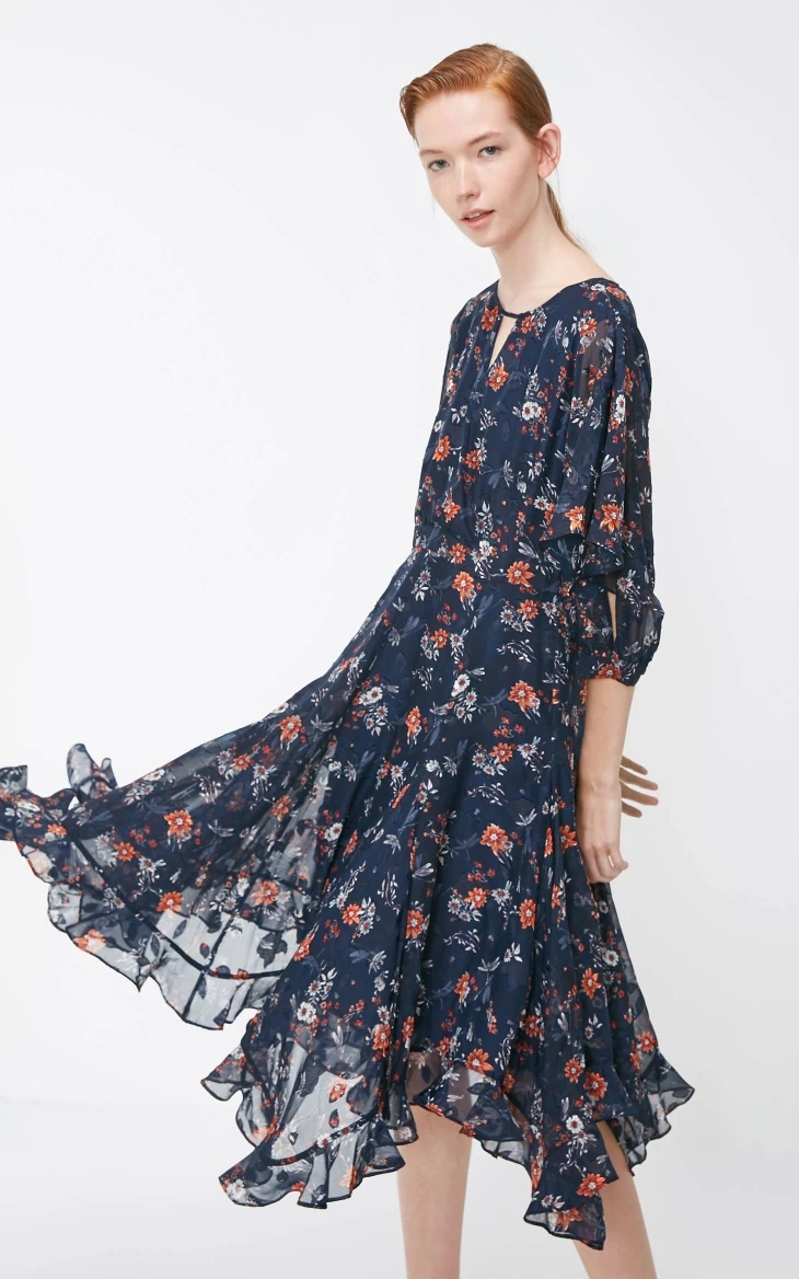 Vero Moda платье женское платье миди с вышивкой и оборками | 31847C502