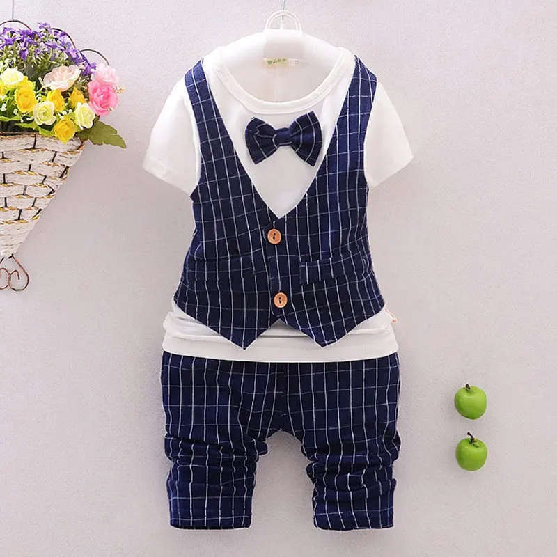 Formal Clothing Sets For Newborn 1 Year Birthday Party Clothes Children's Cotton Cloth Outerwear Infant Suits Bow T-shirt+Pant |