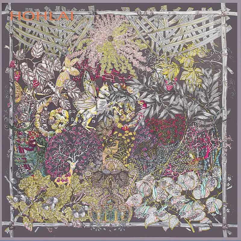 Женский шелковый шарф с цветочным принтом Foulards130CM большой из саржи квадратный