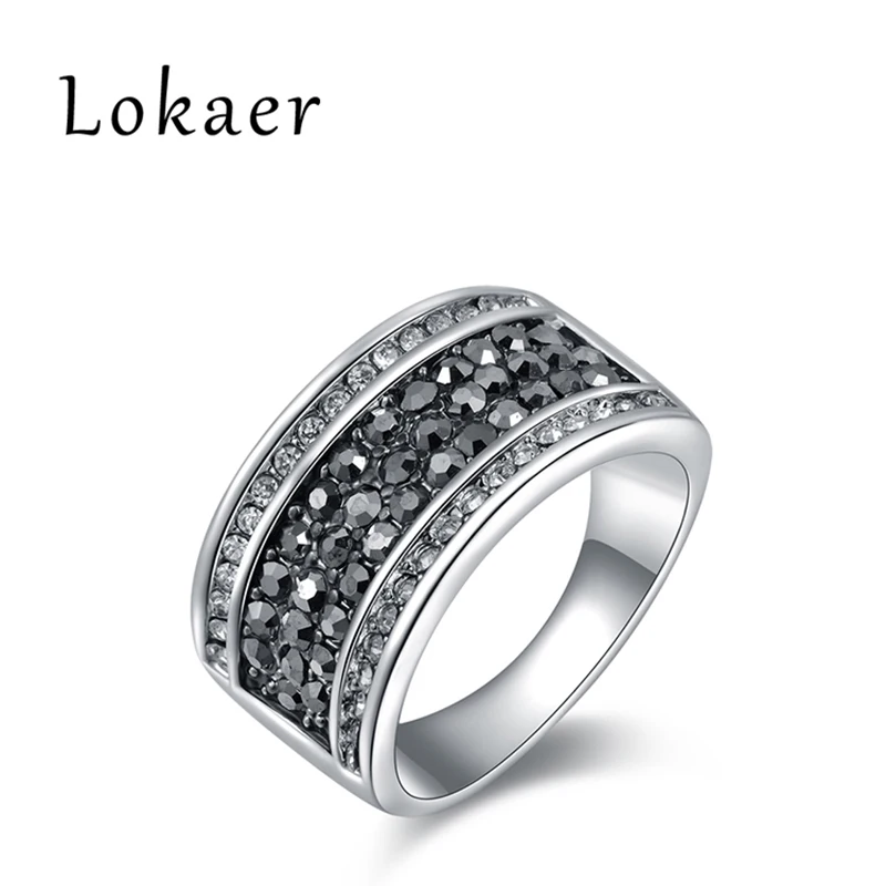 Lokaer простой серебристый цвет кольца черные и белые оригинальные австрийские