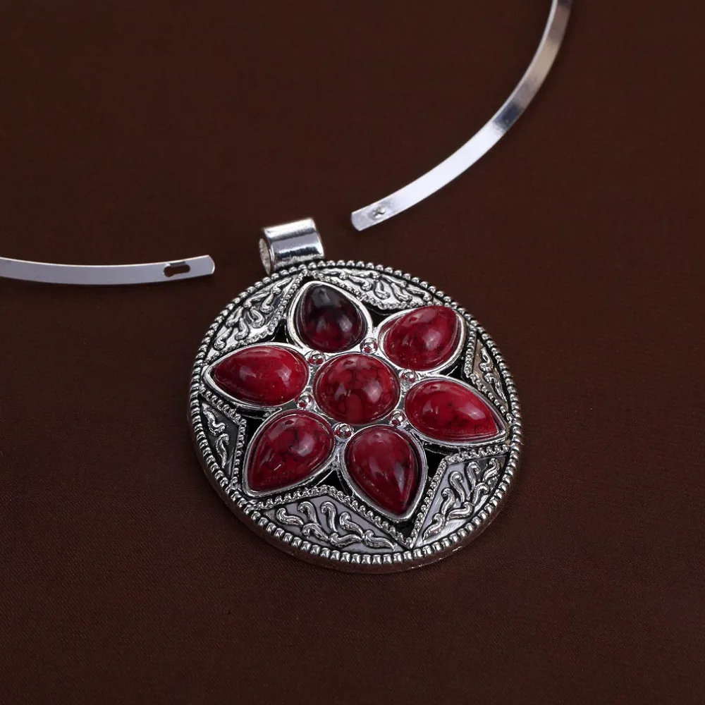 YAZILIND Fascinating Deep Red Turquoise Oval Design Alloy Jewelry Necklace Earring Set N234 | Украшения и аксессуары
