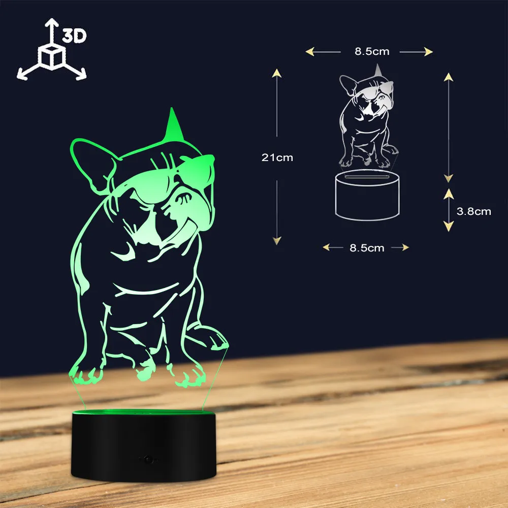 Светодиодный ночник с 3d изображением французского бульдога для щенка собаки