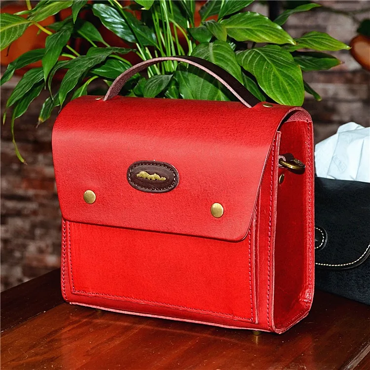 Женская сумка ручной работы из натуральной воловьей кожи саквояж на плечо в