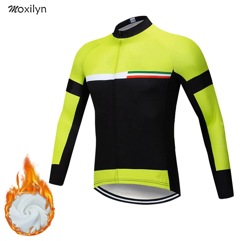 jersey with fleece Moxilyn, комплект Джерси для велоспорта, Зимняя Теплая Флисовая одежда с длинным рукавом для гонок, одежда для велоспорта, одежда для велоспорта - Цвет: jersey with fleece