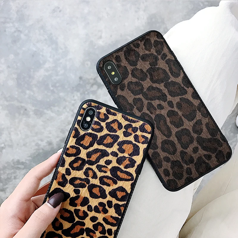Модный Леопардовый плюшевый чехол для телефона iPhone XS Max X XR 8 Plus меховой зимний