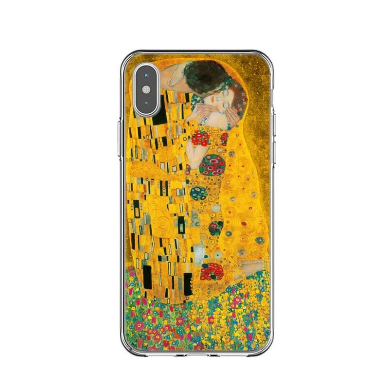 Дизайнерский Мягкий силиконовый чехол Kiss by Gustav Klimt для телефона iPhone 12 Pro SE 6s 7 8 Plus X