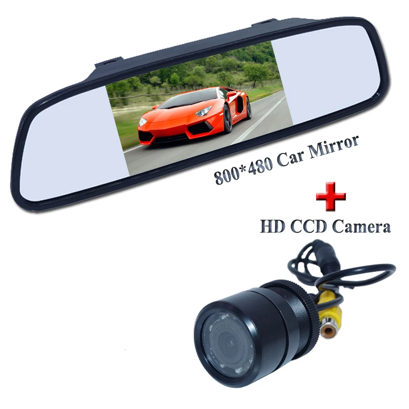 

Placement sunvisor wire car mirror with plastic shell 8 ir lights car rear reversing camera fit for kinds of cars