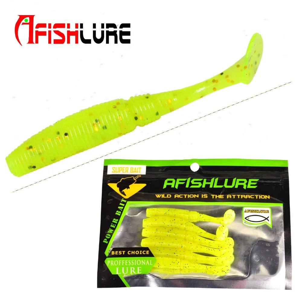 6 шт./лот Noctilucous Shad T Tail мягкий червь 75 мм 3g Paddle Taills искусственная приманка для