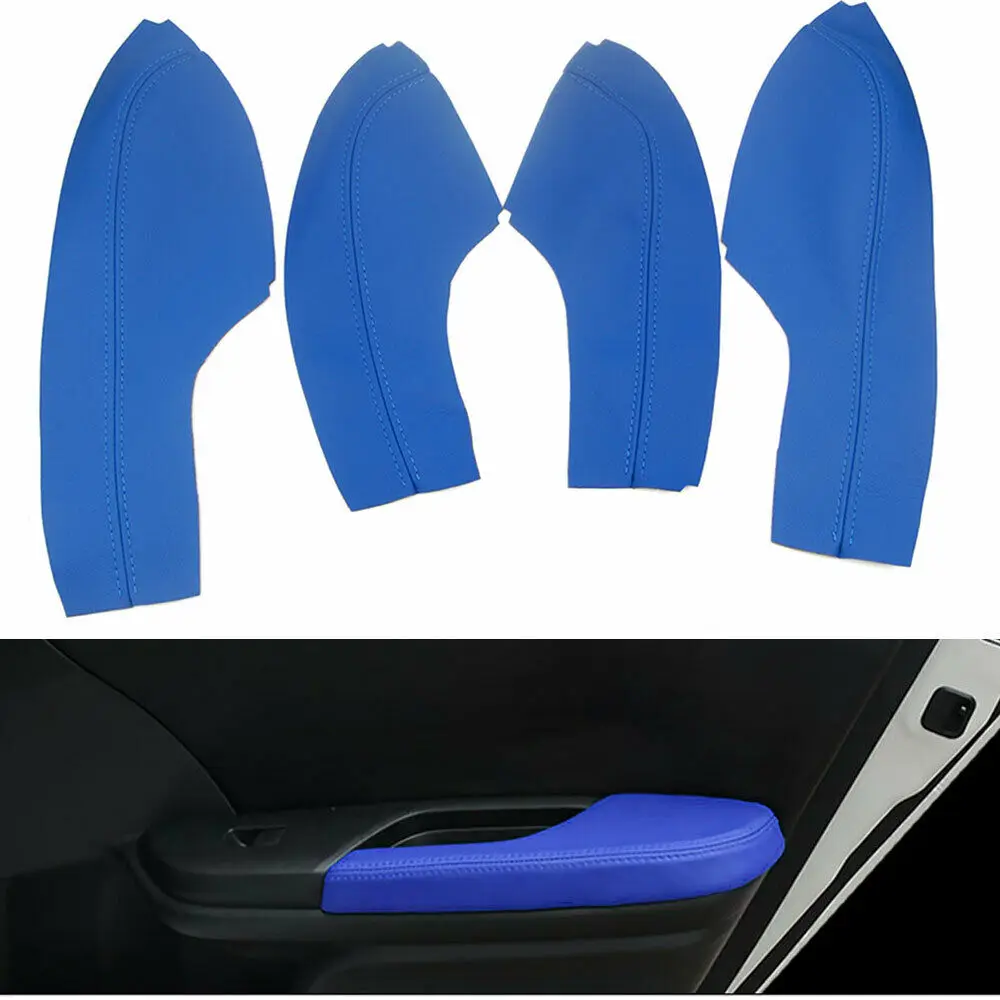 

4pcs Blue High Quality PU Leather Door Armrest Surface Cover Shell Trim For Honda Civic 10th 2016-2018