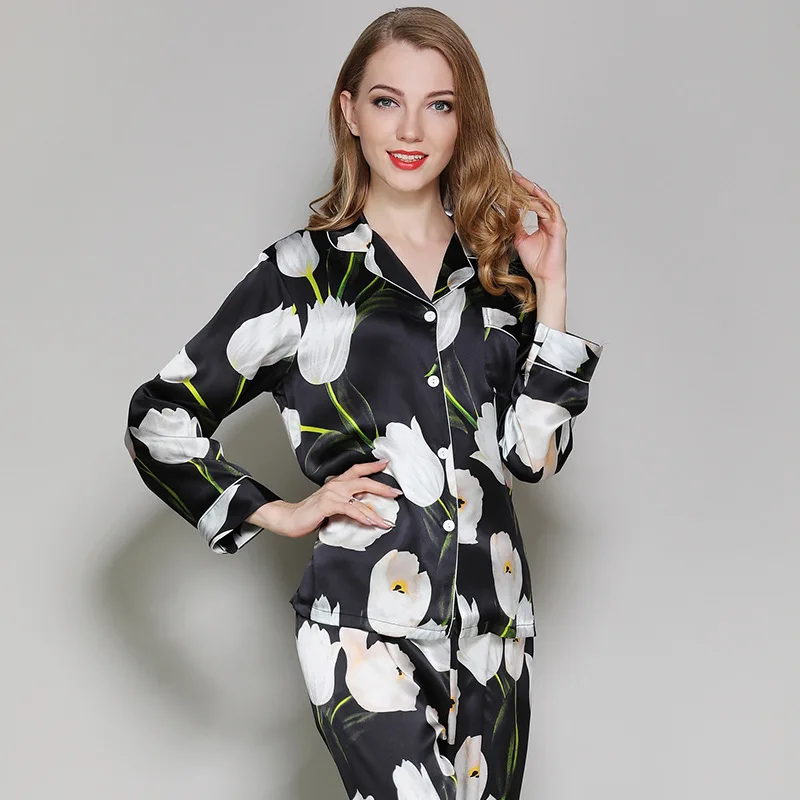 Пижама женская с длинным рукавом из 100% шелка|silk pajamas set|pyjama silkwomen pyjama |