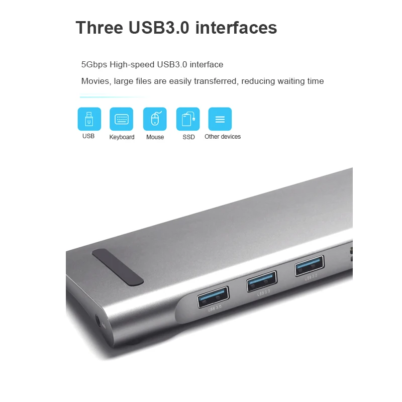 Ingelon Многофункциональный 11 в 1 концентратор usb type-C док-станция для MacBook алюминиевый USB3.0 к HDMI/VGA Универсальная док-станция для Dell