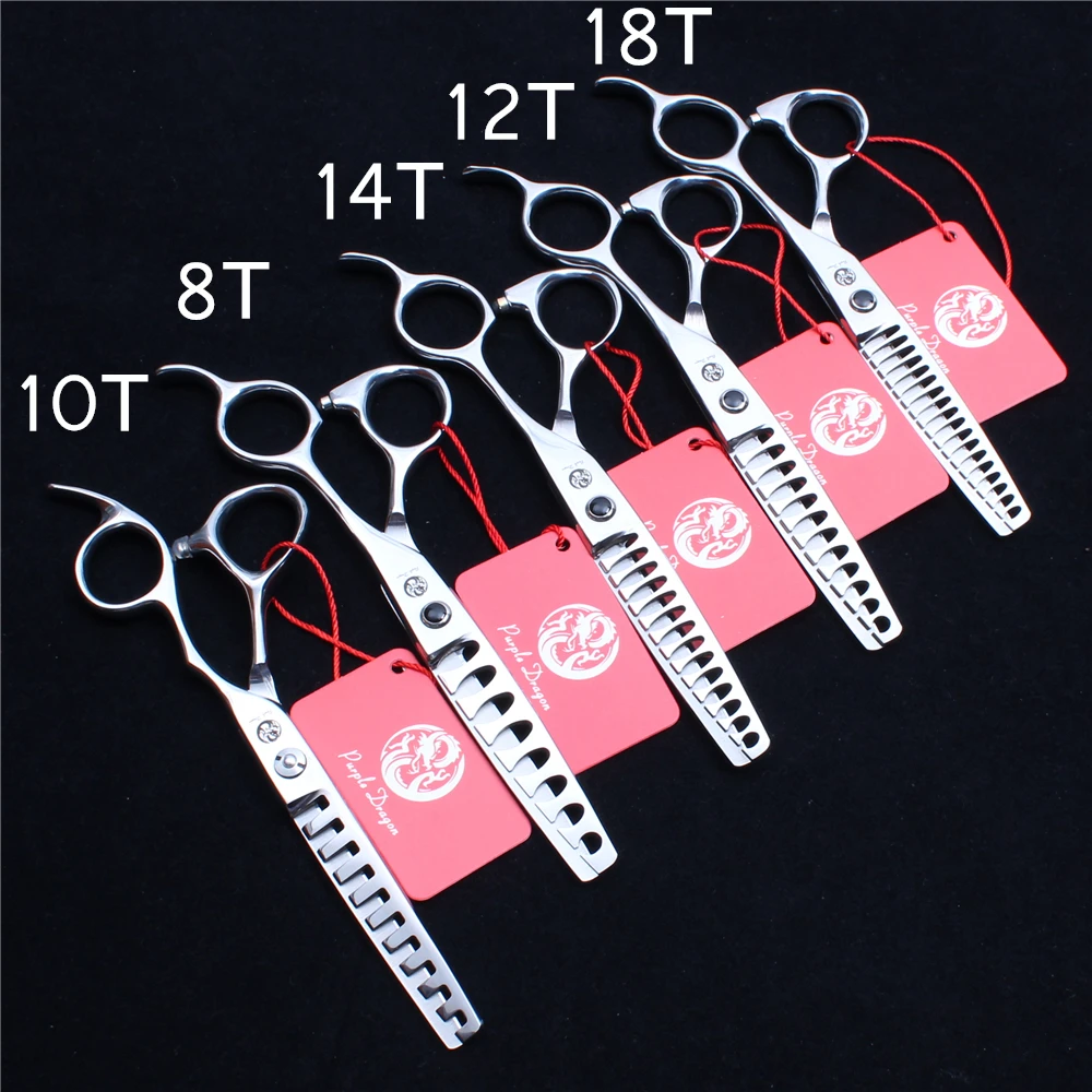 Профессиональные ножницы для филировки волос 6 &quot17 см фиолетовые драконы 8/10/12/14/18