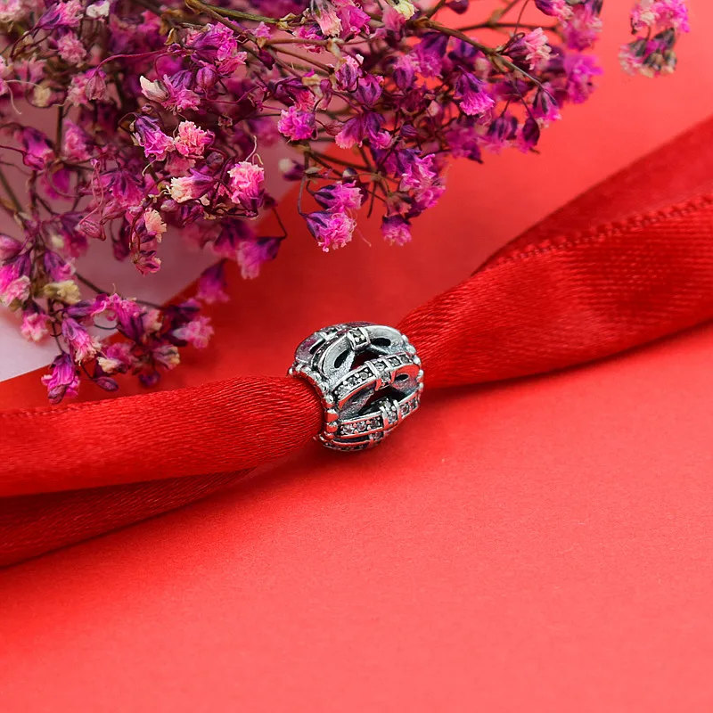 Горячее серебро Европейский CZ Шарм Бусины Подходят Пандора стиль браслет кулон