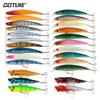 goture 25 pieces lake fishing lure set mixed colors poppers and minnows for pike bass lure fishing