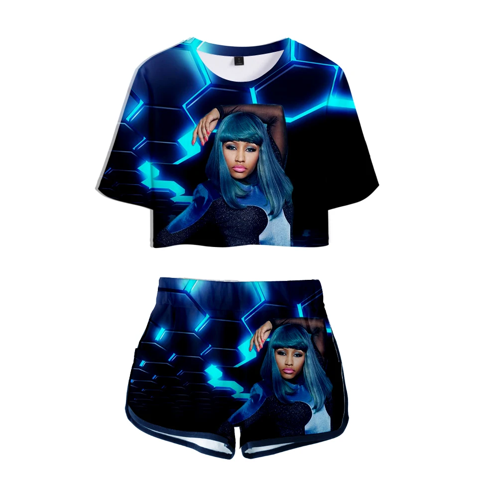 Женские мягкие шорты и футболки Nicki Minaj модные комплекты из двух предметов крутой