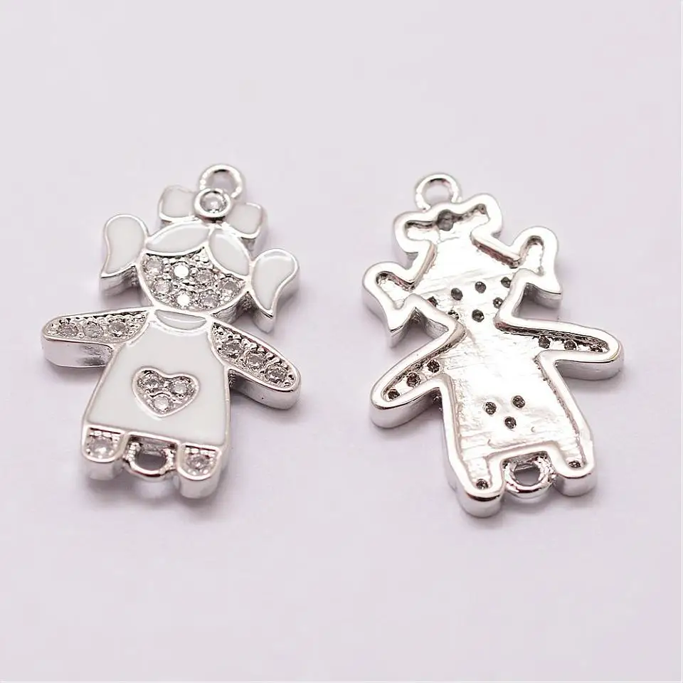 10 шт. золотистые Платиновые шармы с эмалью для браслетов|nickel free|cubic zirconiamicro pave |