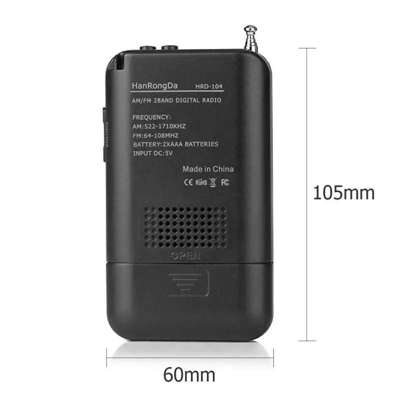 Открытый Портативный AM/FM стерео радио HRD-104 карман 2-полосный Цифровая настройка радио мини приемник наружная рация с наушником талреп
