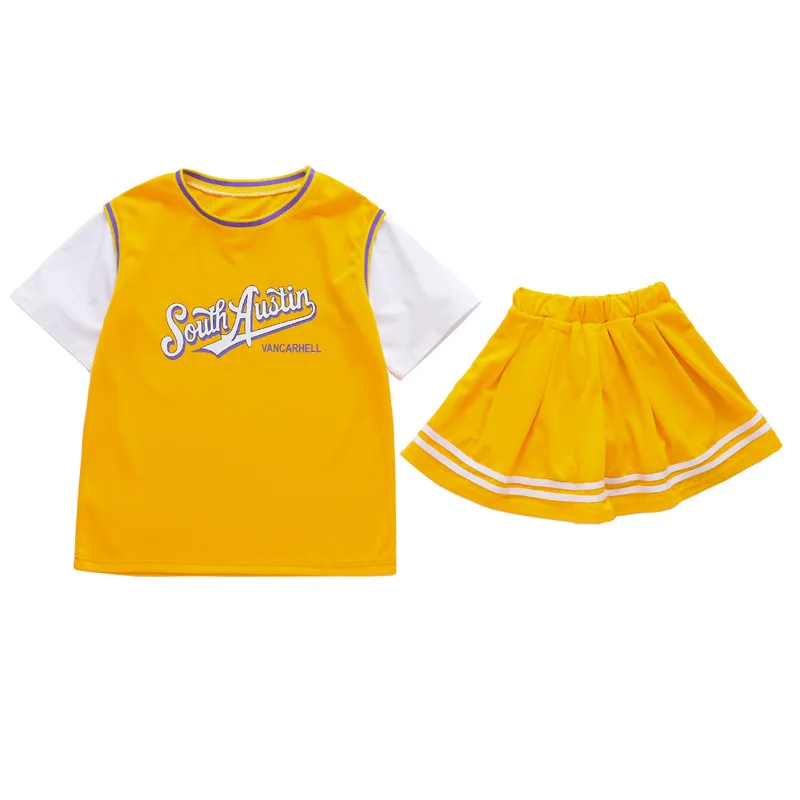 Новый летний детский желтый костюм для уличных танцев Одежда джазовых в стиле