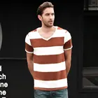 Мужская полосатая футболка Zecmos с V-образным вырезом, модная полосатая футболка, мужские футболки с V-образным вырезом, полосатые мужские футболки