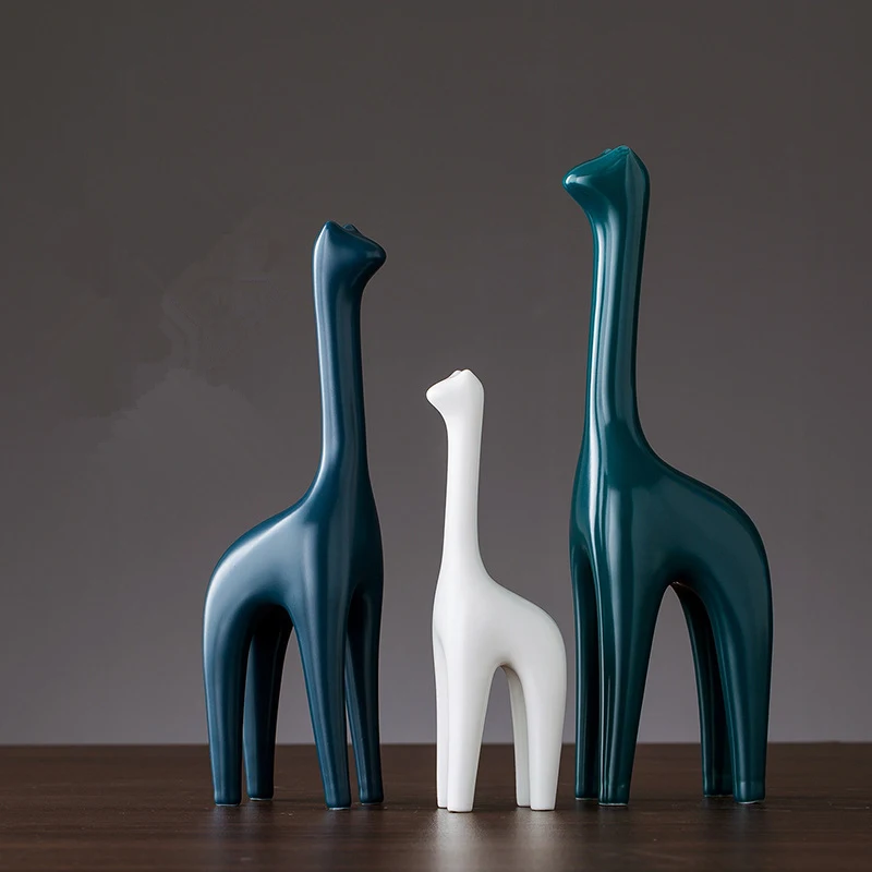 Nordic Ceramics Snail Elephant Deer Giraffe Ornaments Animal Model Figurines Miniatures Bedroom Office Porch Decoration Crafts