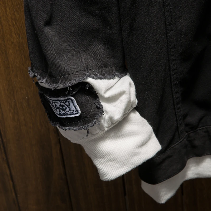 

2019 Men Autumn Hooded slim Denim Jackets Jean Coats Good Quality Men Cotton Holes Denim Coats Fashion Jean Jackets Size S-2XL