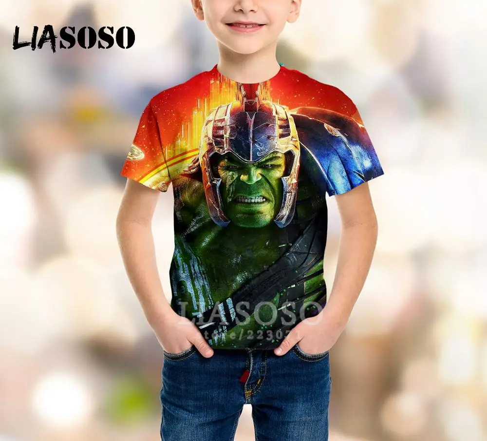 18 LIASOSO/Новая модная летняя детская толстовка футболка с 3D принтом из фильма Халк детский пуловер с короткими рукавами в стиле хип-хоп для мальчиков и девочек A216-04 - Цвет: 18