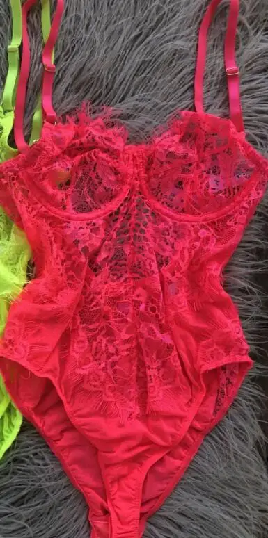 neon pink OMSJ, новинка, неоновые цвета, модный кружевной комбинезон с ресницами, облегающий, летний, сексуальный, открытая спина, прозрачный, Облегающий комбинезон, сетчатые, открытые топы - Цвет: neon pink