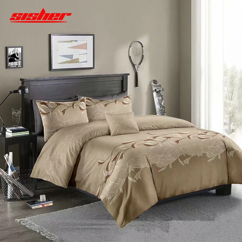 Sisher Luxury Duvet-cover-queen flowers Bedding set with Pillowcase Double Full King Size Bedclothes Duvet Quilt Cover sets Red