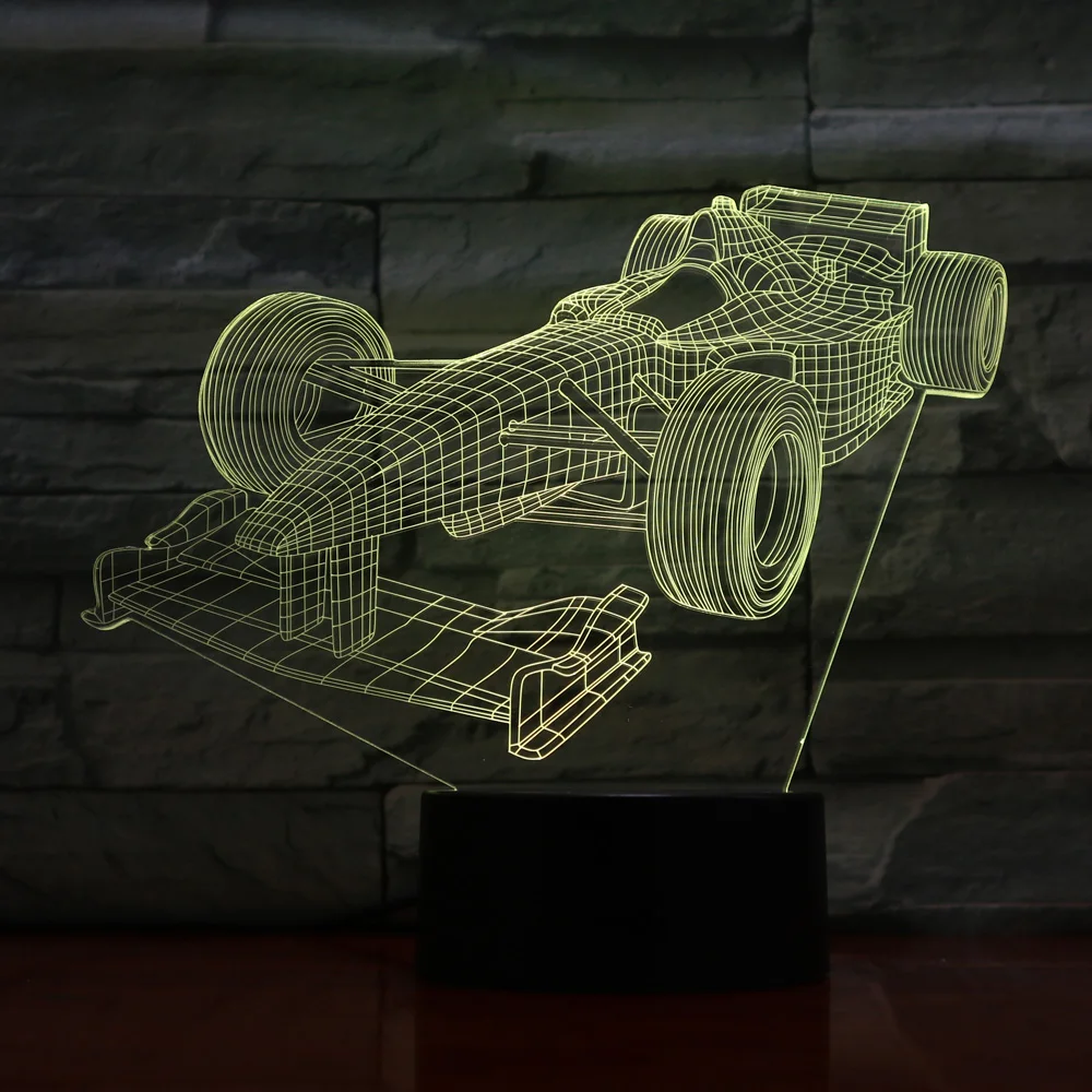 Светодиодная лампа для гоночного автомобиля 3D светильник изменяющийся цвет