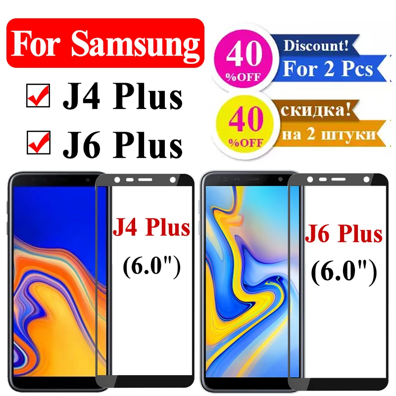 Защитное стекло для samsung galaxy j4 plus закаленное Броня процессором обработки изображений galax j6 j4plus j6plus защита для экрана samsung j на возраст 4, 6, чехол