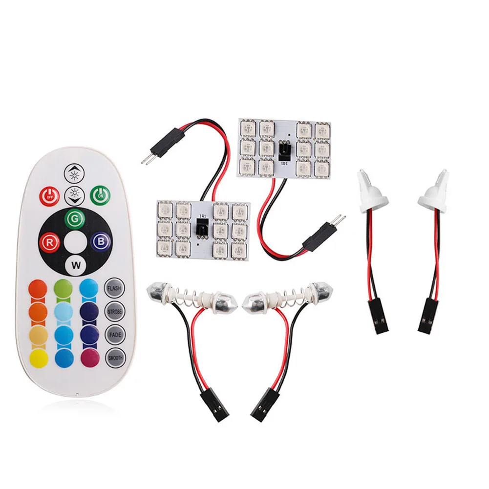 2 шт. Автомобильная интерьерная RGB Светодиодная лампа для чтения DC 12V 12SMD 5050 Лампа с