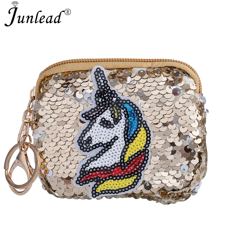 Junlead новинка Женский кошелек для монет с единорогом блестками в виде лошади