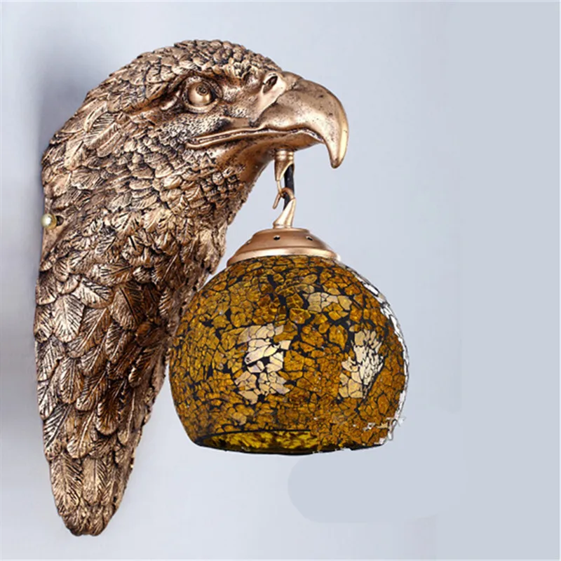 Wall Lights China Southeast Asia Style Eagle Animal Lamps Luxury Lighting E27 Glass Lampshade Hot Sell Home Fixtures WL-7 | Освещение