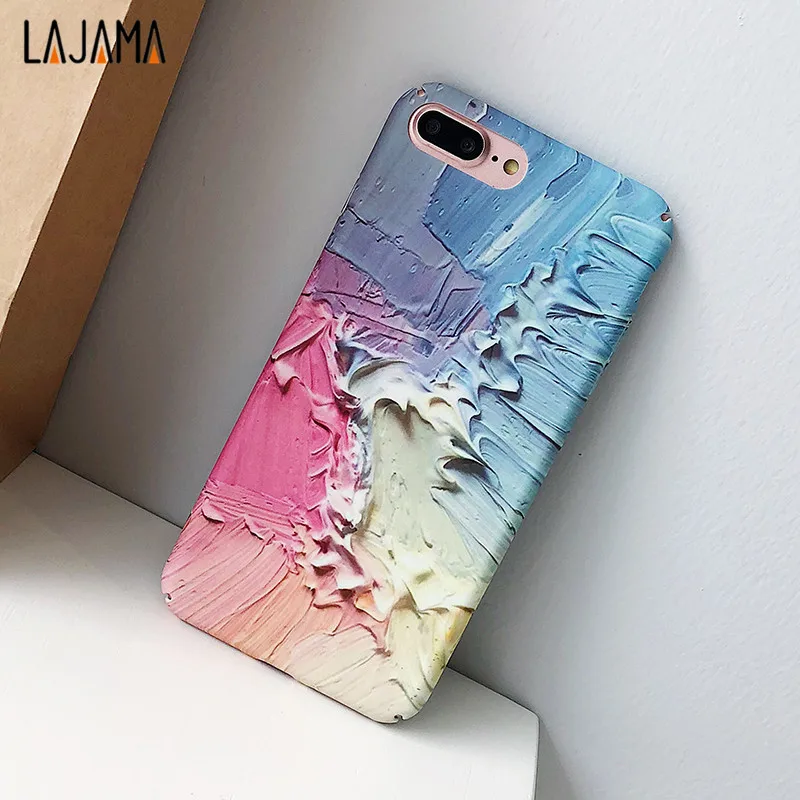 For iPhone 6s Case Oil Paint Hard PC Phone Cases Candy Colors Colorful Print Cover 6 7 8 Plus iphone X | Мобильные телефоны и