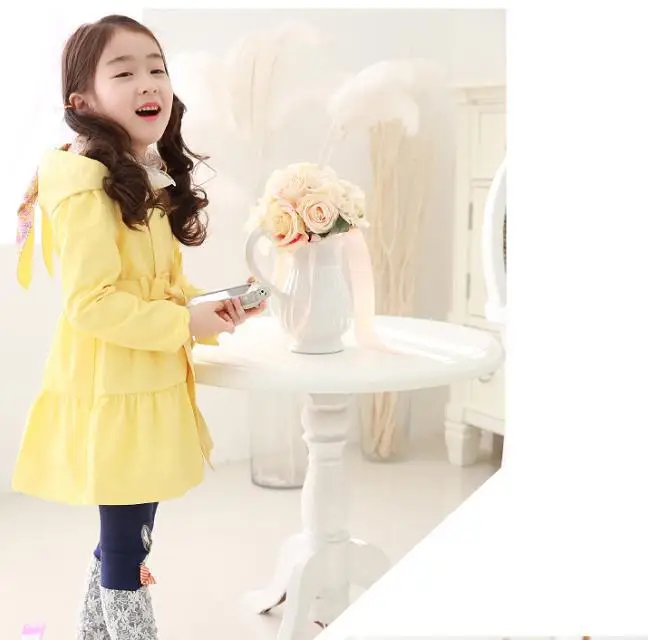 Free shipping new 2014 children's clothing girls coat children autumn fashion double-breasted trench | Детская одежда и обувь