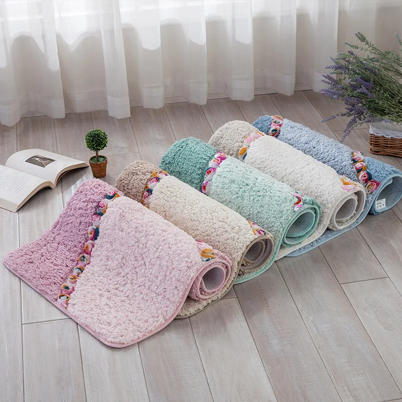 

Flower Pattern Large Anti-slip Bathroom Mat Soft Dining Room Carpet Pads For Home Decor 5 Colors Kitchen Rugs Bedroom Alfombra