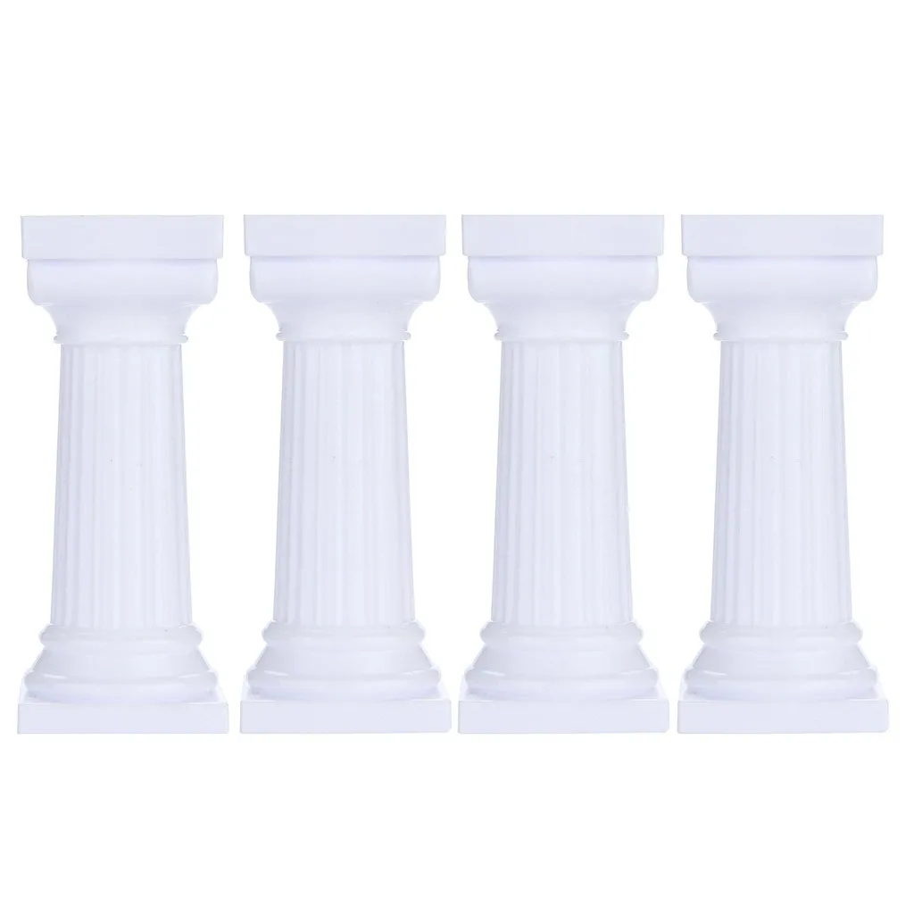 

4pcs Plastic White Grecian Pillars Wedding Cake Stand Fondant Cake Tools Support Mold Support Decor Pillars Wedding Cake 7p