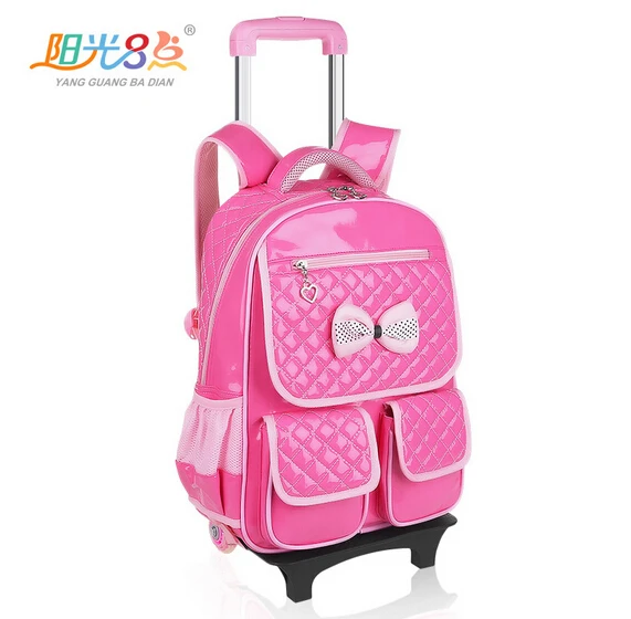 2018 New School bags primary school backpacks wheels girl students PU shoulder Removable type | Багаж и сумки
