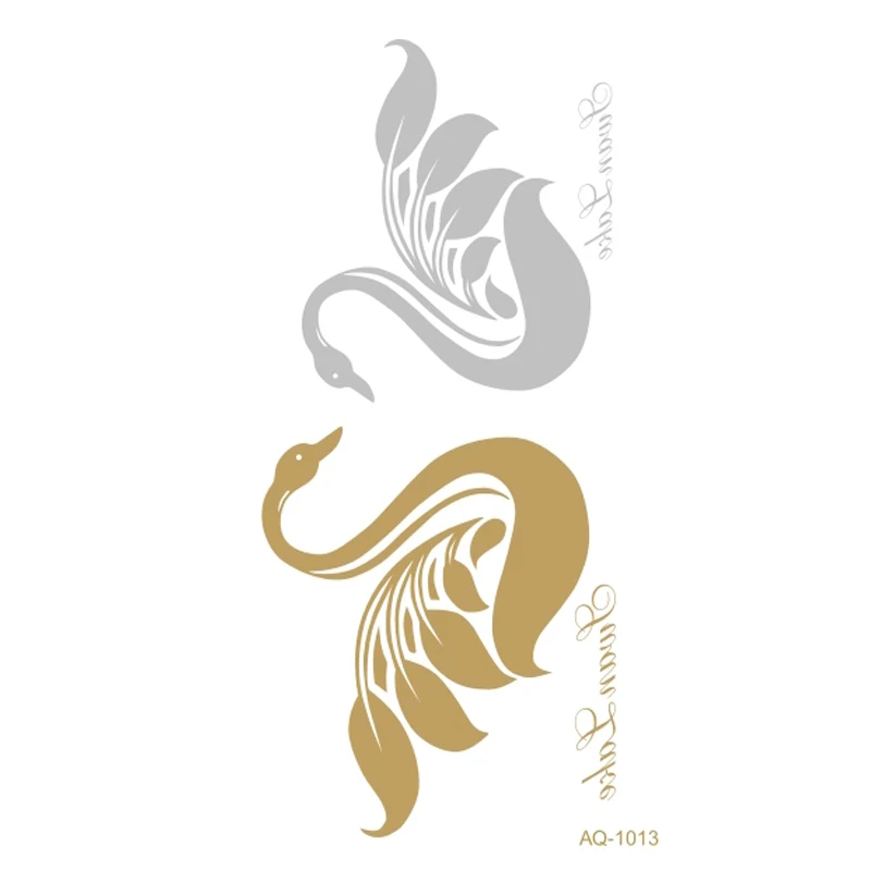 

Metallic Gold Silver Body Art Temporary Tattoo Flash Tatoo Swans Henna Tatouage Body Art Tattoo Stickers for Women TJ-013