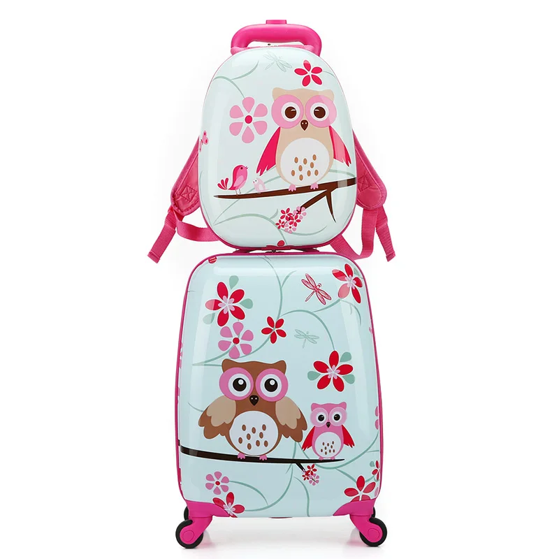 18 inch a set Chupermore милый мультяшный детский Багаж на колесиках, набор Спиннер, многофункциональный студенческий Детский рюкзак для девочек и мальчиков, чемодан на колесиках - Цвет: 18 inch a set