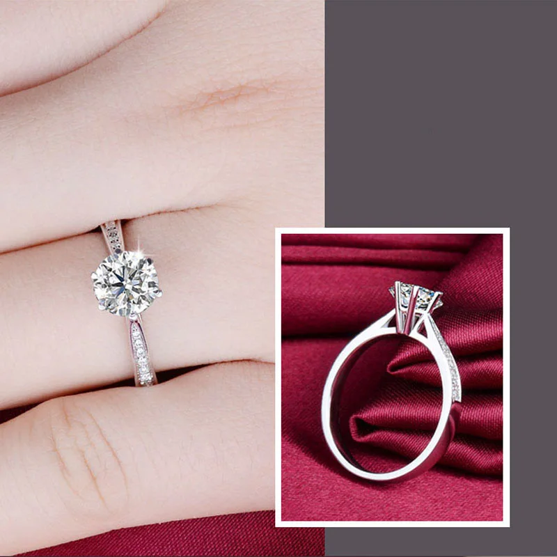 Обручальное кольцо ANI 18K из белого золота (AU750) с естественной сертификацией