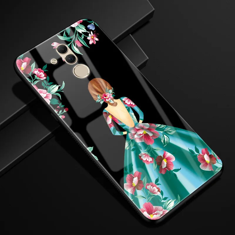 Для huawei mate 20 lite чехол Чехол из закаленного стекла для телефона черный ТПУ бампер чехол для huawei mate 20 lite стеклянная крышка mate 20 lite