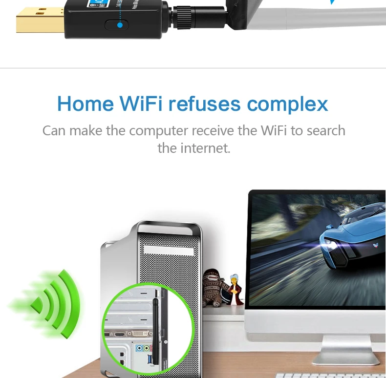 Suntrsi 600 Мбит/с USB Wifi адаптер 5,8 ГГц+ 2,4 ГГц USB Wifi приемник беспроводная сетевая карта usb wifi высокоскоростная антенна Wifi адаптер