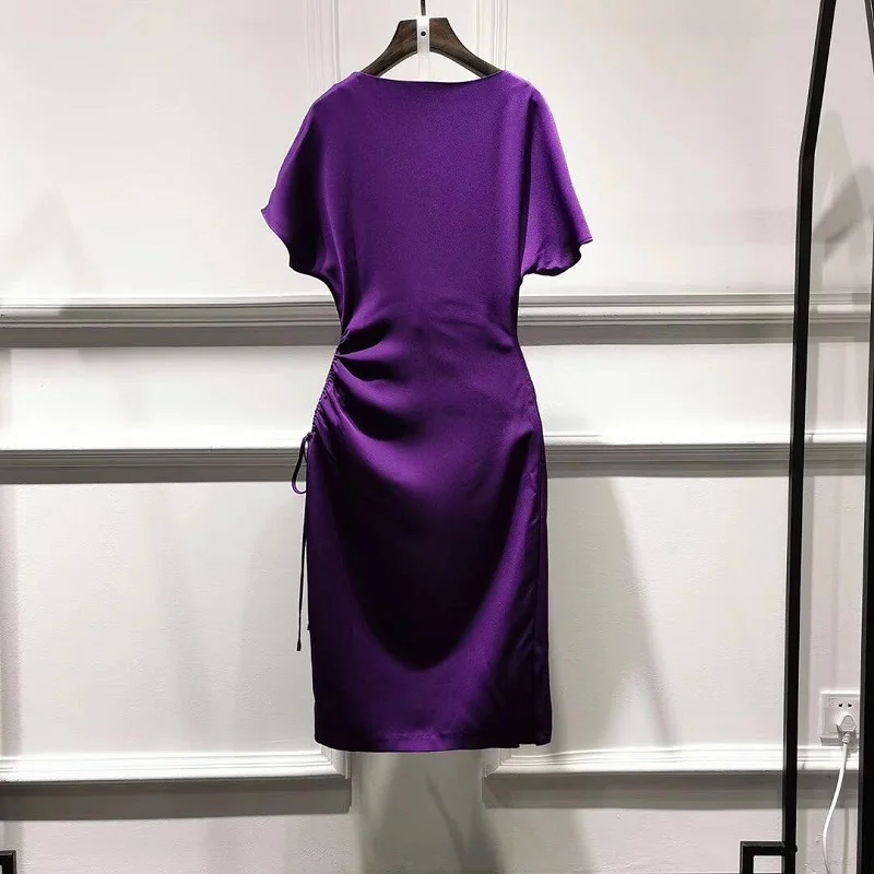 Vestidos De Festa летние модные вечерние коктейльные женские платья ручной работы с бисером и завязками на талии розового, фиолетового, черного цвета