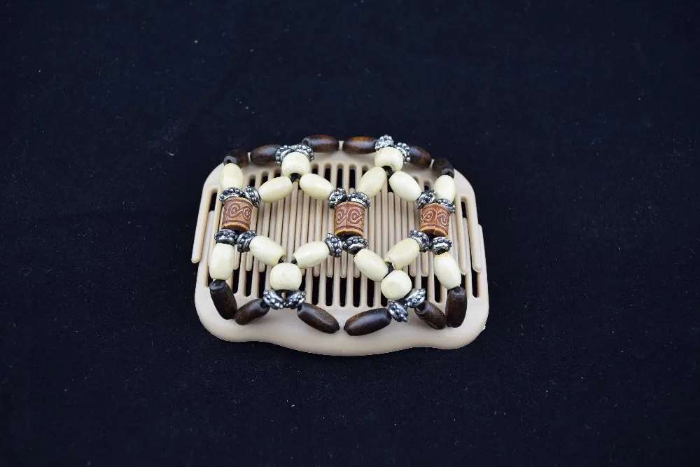 40pcs/lot vintage magic beads wood stretchy hair clip slide combs new hair accessories