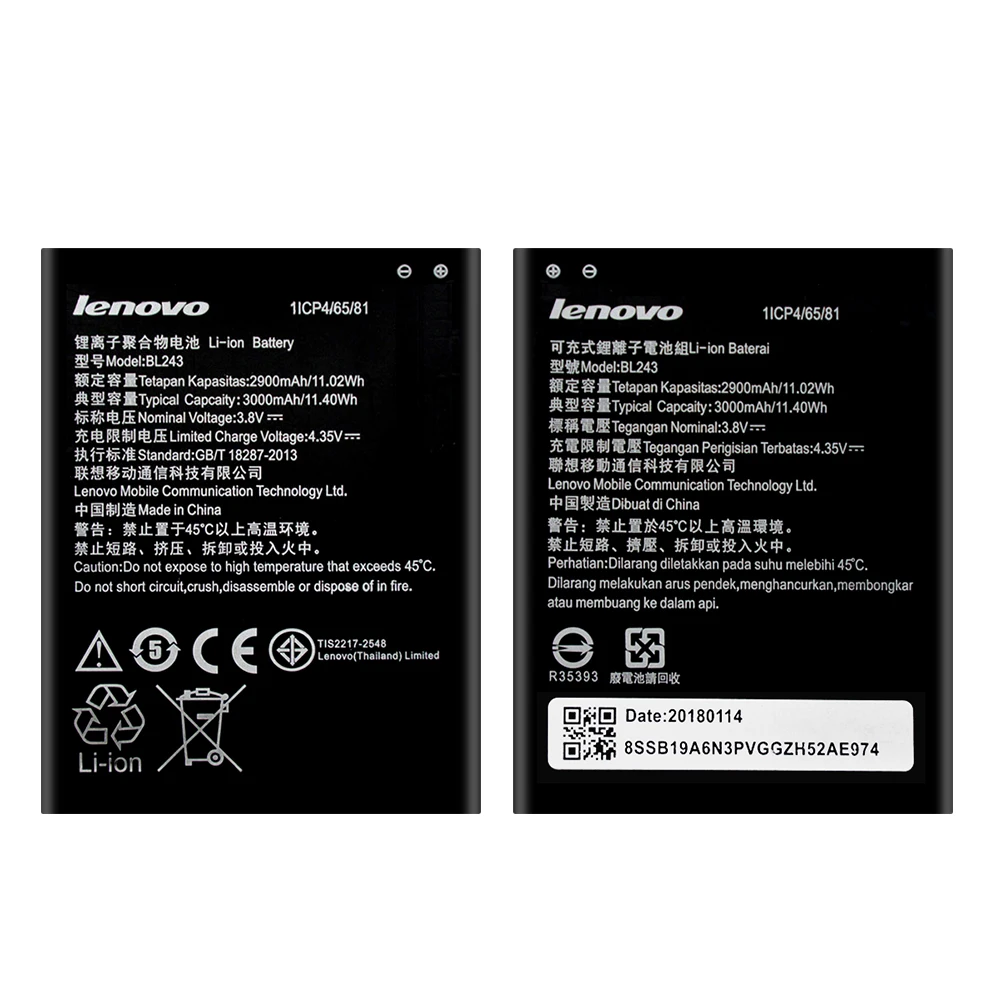 BL243 Батарея для lenovo K3 Примечание K50-T5 A7000 A5500 A5600 A7600-M 3000 мА/ч, akku емкостью запасная батарея
