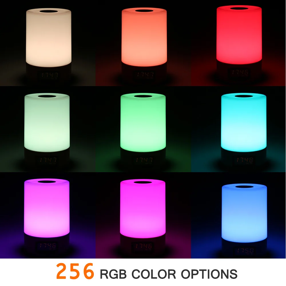 Jiawen, светильник для пробуждения, сенсорные часы, светодиодный RGB прикроватный светильник, светодиодный Ночной светильник, 3 белых режима, домашняя лампа для чтения