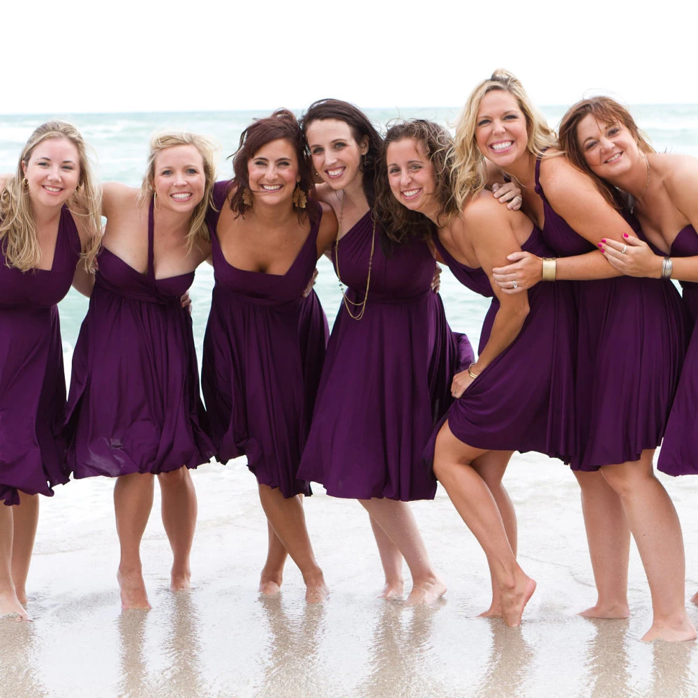 Платье-трансформер для подружки невесты по колено темно-серый трапециевидной