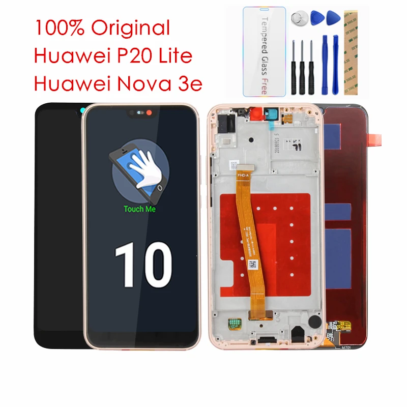100% Оригинальный ЖК дисплей для Huawei P20 Lite + рамка 10 сенсорный экран Nova 3E дигитайзер